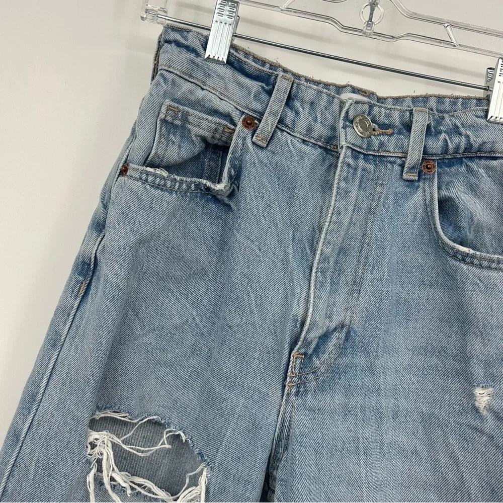 Zara High Waisted Wide Leg Ripped Jeans - Picture 4 of 5